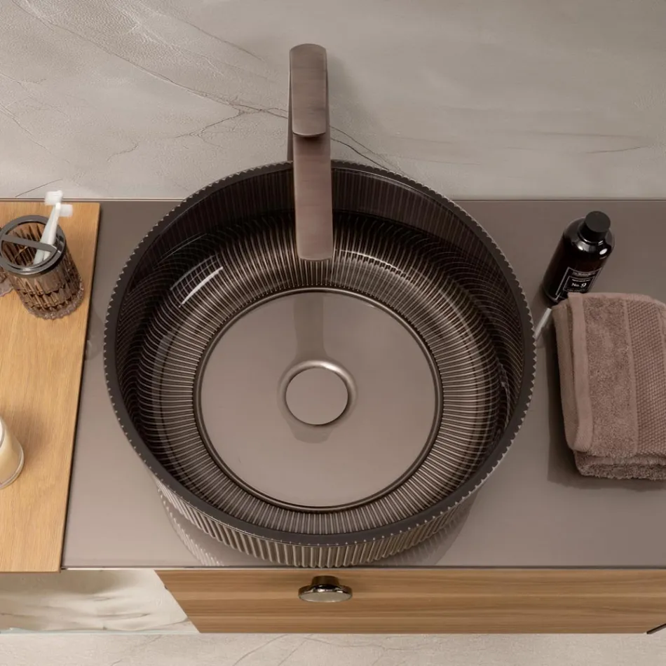 Aufsatzwaschbecken aus harzbeschichtetem und lackiertem venezianischem Glas - Excelsior Viadurini