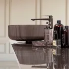 Aufsatzwaschbecken aus harzbeschichtetem und lackiertem venezianischem Glas - Excelsior Viadurini