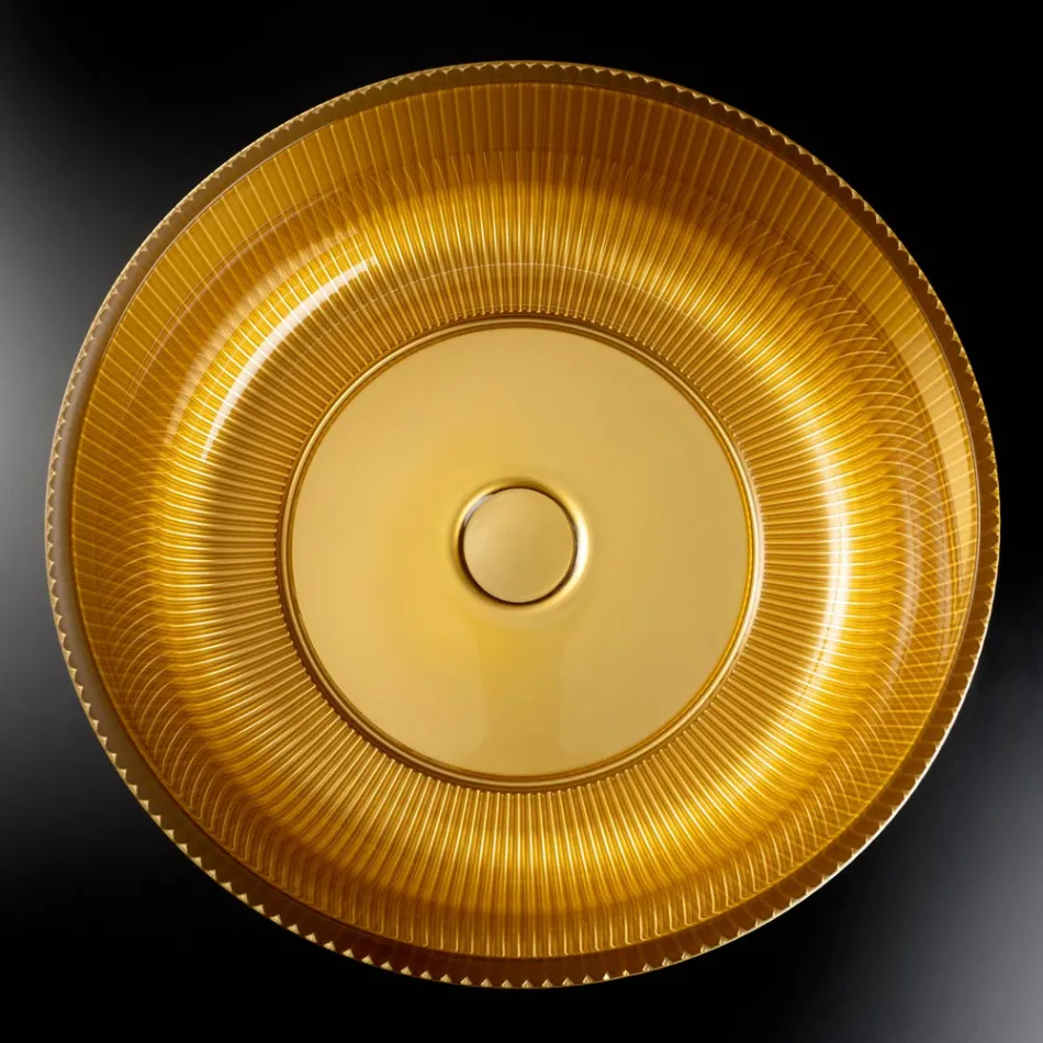 Aufsatzwaschbecken aus harzbeschichtetem und lackiertem venezianischem Glas - Excelsior Viadurini