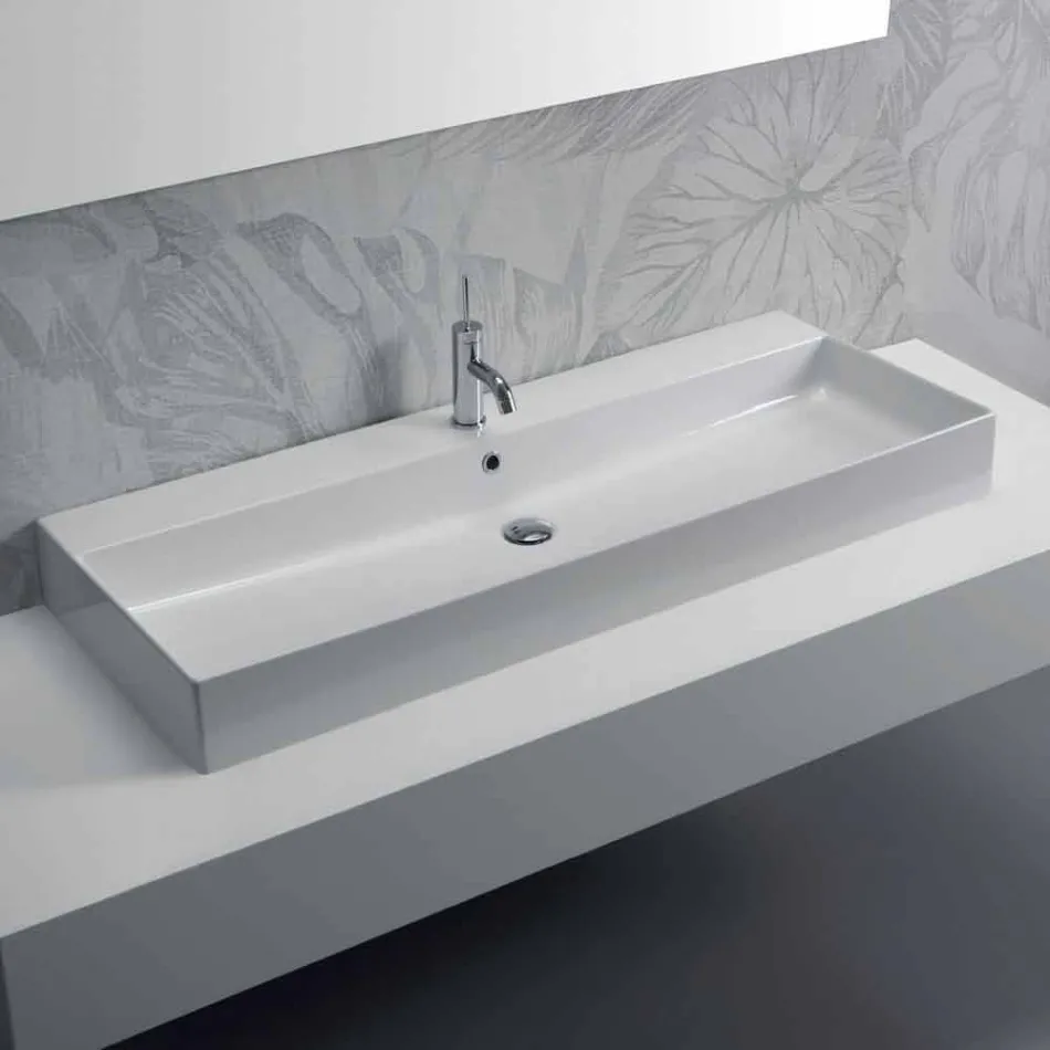 Design Aufsatz- oder Wandwaschbecken aus farbiger Keramik Leivi Viadurini