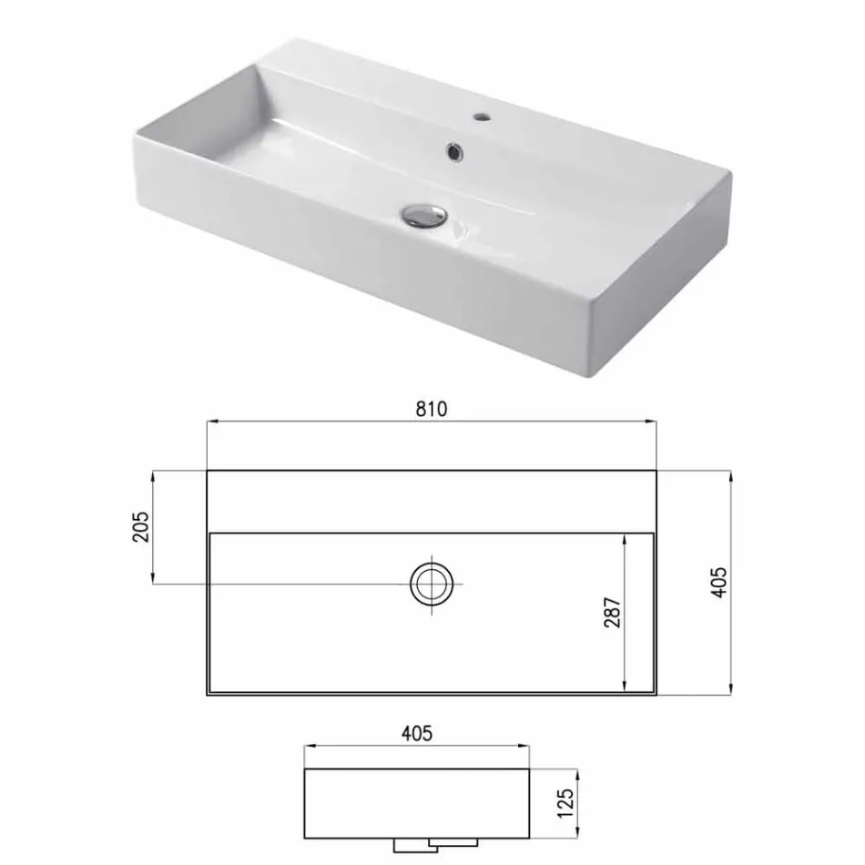 Design Aufsatz- oder Wandwaschbecken aus farbiger Keramik Leivi Viadurini