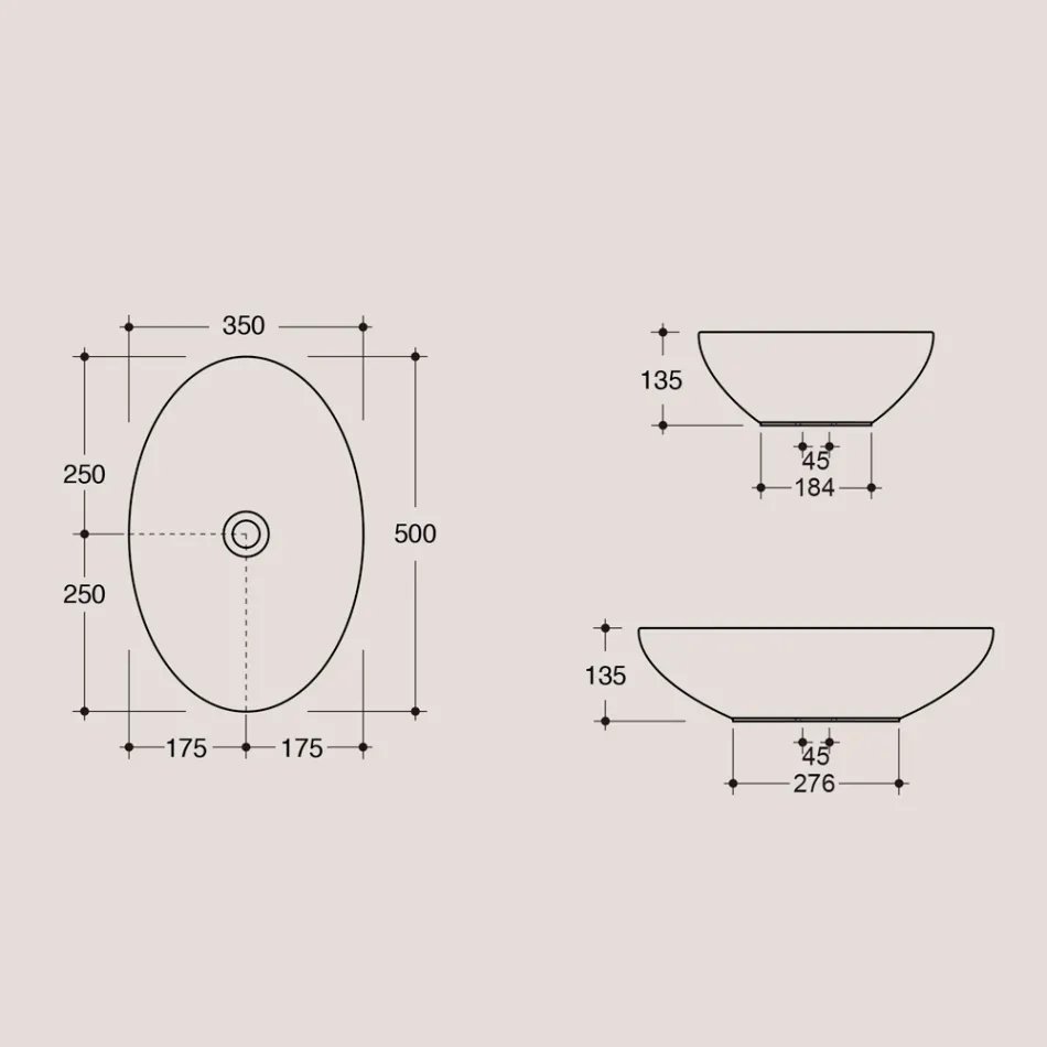 Ovales Aufsatzwaschbecken aus glänzender Keramik Made in Italy - Ferry Viadurini