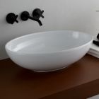 Ovales Aufsatzwaschbecken aus glänzender Keramik Made in Italy - Ferry Viadurini