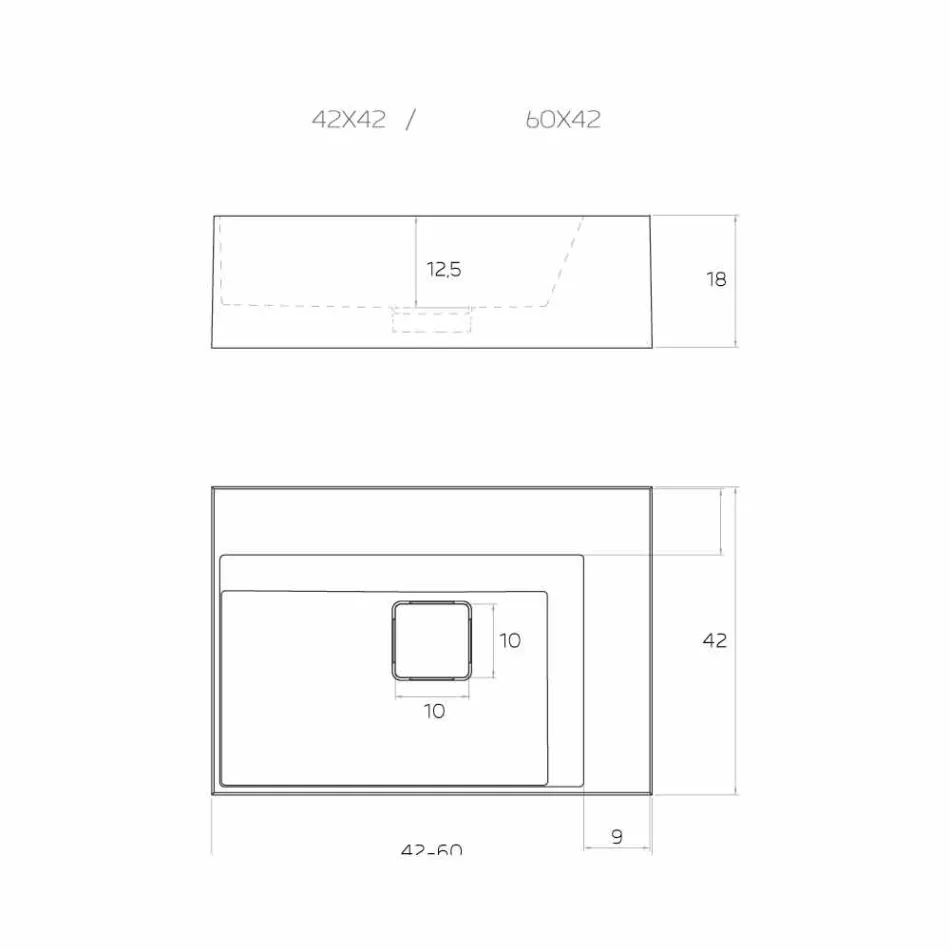 Quadratisches Waschbecken im modernen Design, hergestellt in Italien, Lavis Viadurini