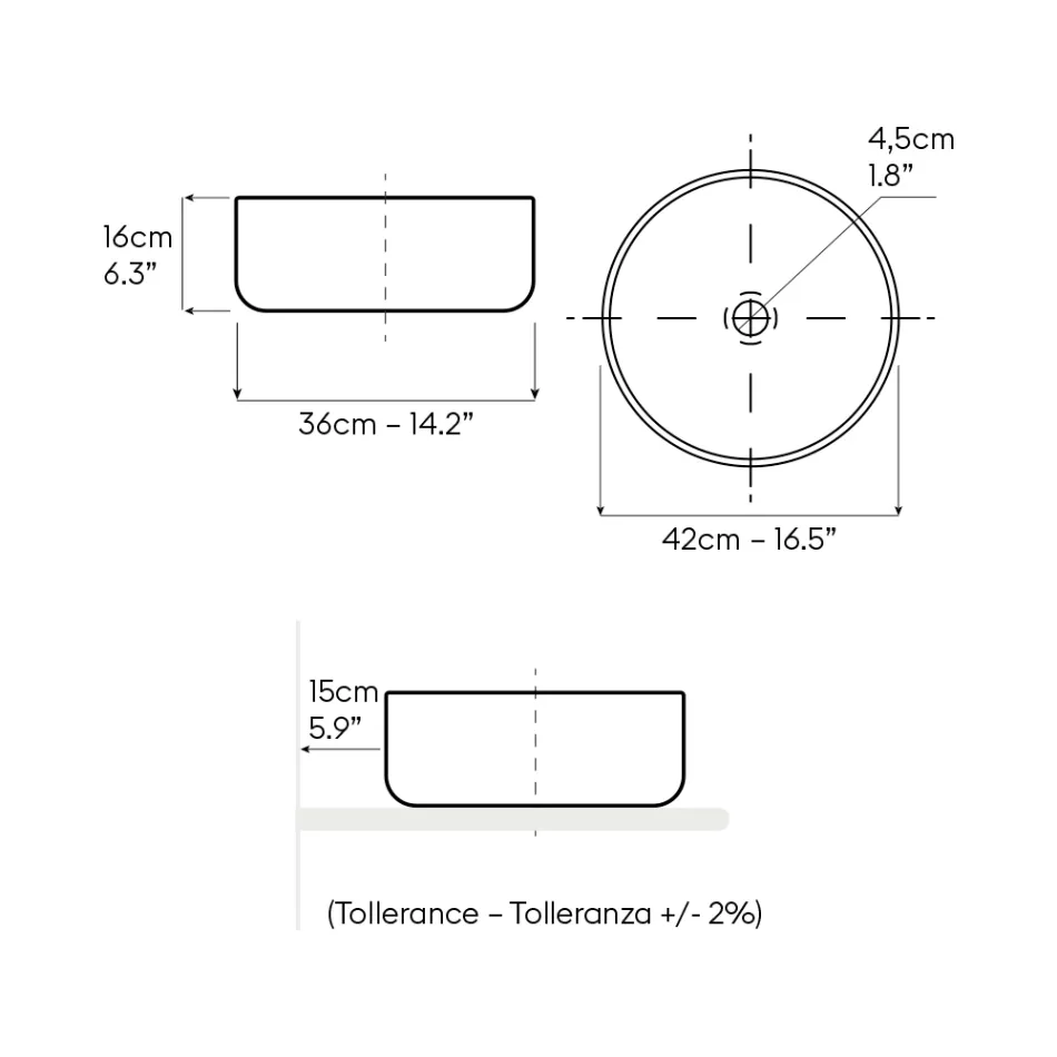 Aufsatzwaschbecken aus Naturerde in verschiedenen Ausführungen – Balance Viadurini