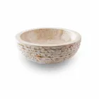 Rundes Waschbecken Handarbeit aus weißem Marmor - Leinen Viadurini