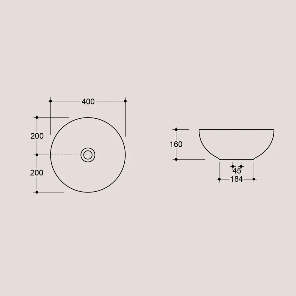 Rundes Aufsatzwaschbecken aus glänzender Keramik Made in Italy - Chicco Viadurini