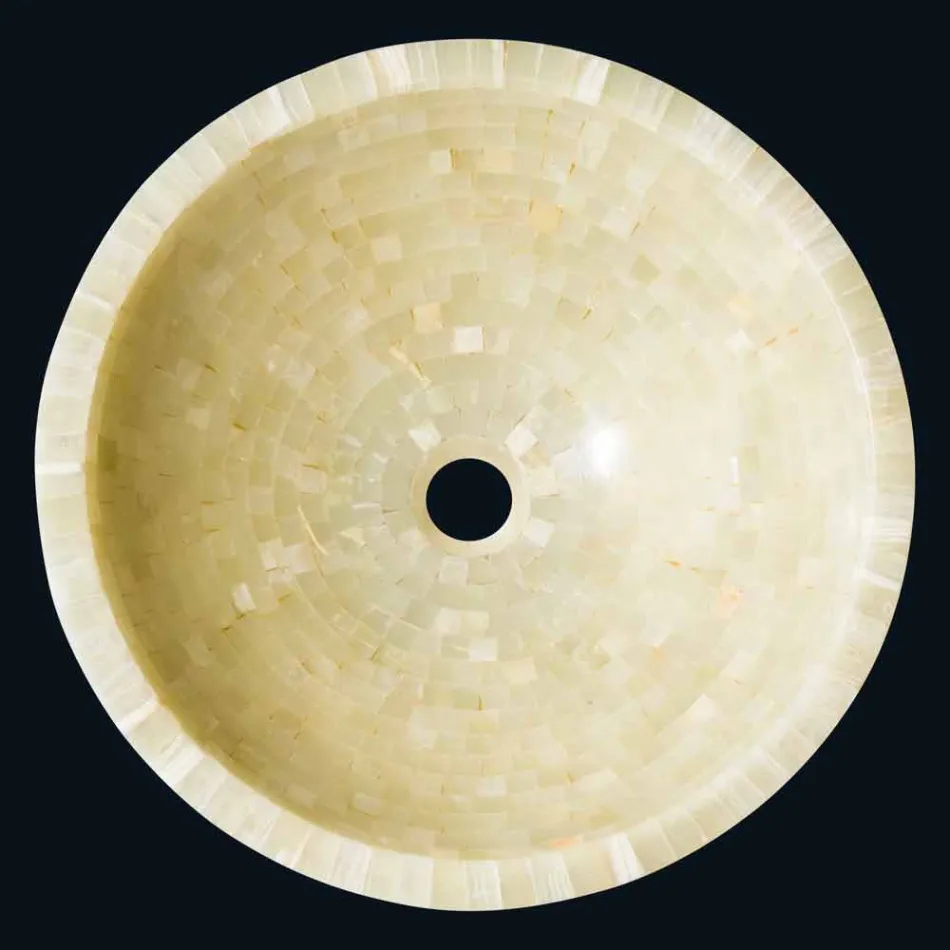 Runde Aufsatzwaschtisch in Kilian Honig Onyx Stein Viadurini