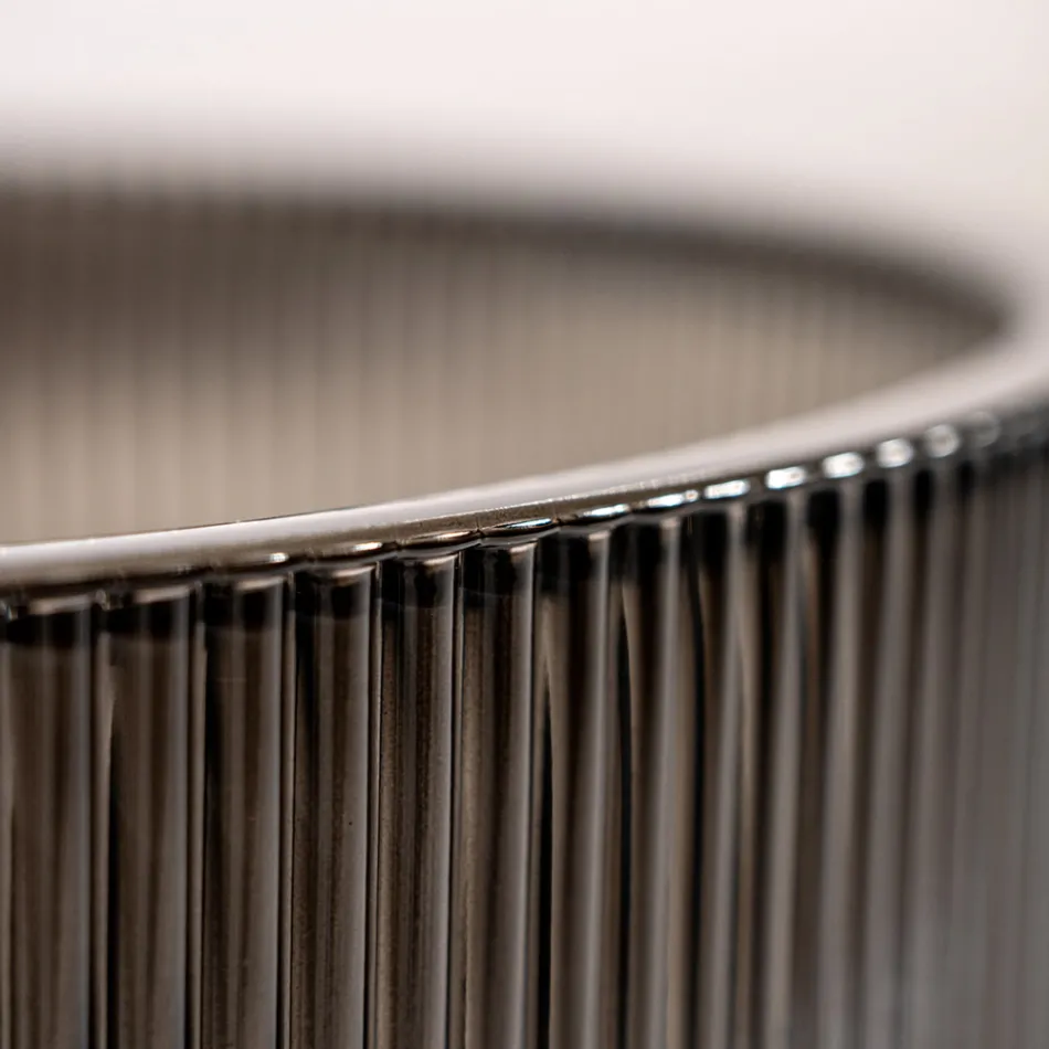 Rundes Aufsatzwaschbecken aus venezianischem Plissè-Glas, hergestellt in Italien – Zirkon Viadurini