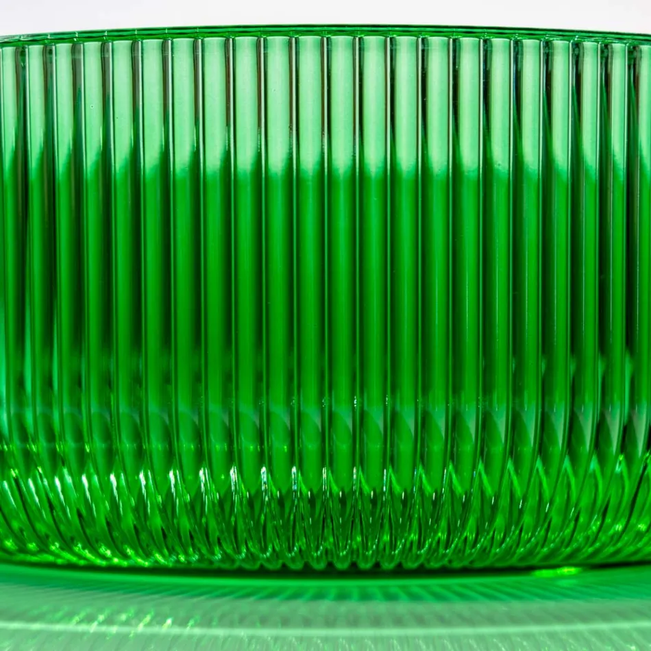 Rundes Aufsatzwaschbecken aus venezianischem Plissè-Glas, hergestellt in Italien – Zirkon Viadurini