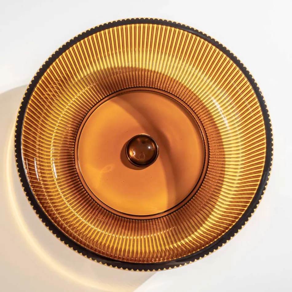 Rundes Aufsatzwaschbecken aus venezianischem Plissè-Glas, hergestellt in Italien – Zirkon Viadurini