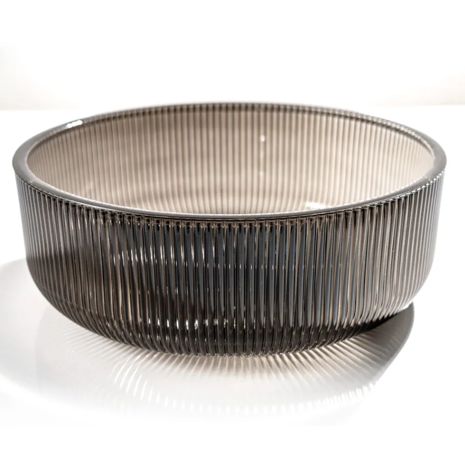 Rundes Aufsatzwaschbecken aus venezianischem Plissè-Glas, hergestellt in Italien – Zirkon Viadurini