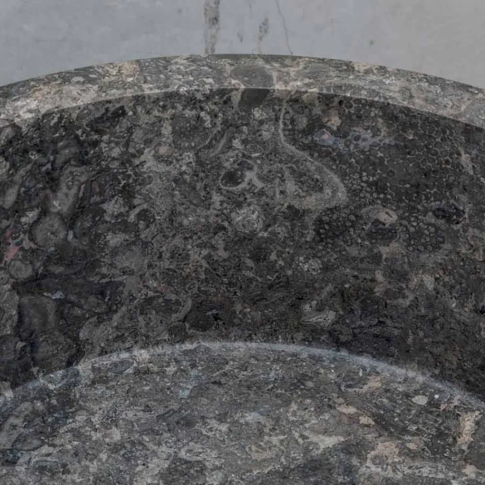 Freistehendes zylindrisches Badezimmerwaschbecken aus grauem Marmor - Cremino Viadurini