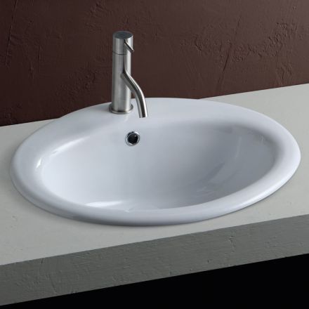 Modernes Design: Weißes Keramik-Aufsatzwaschbecken - Papavero Viadurini