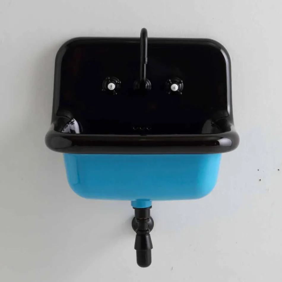 von Wall Design Waschbecken rechteckigen zweifarbige Keramik Jacob Viadurini