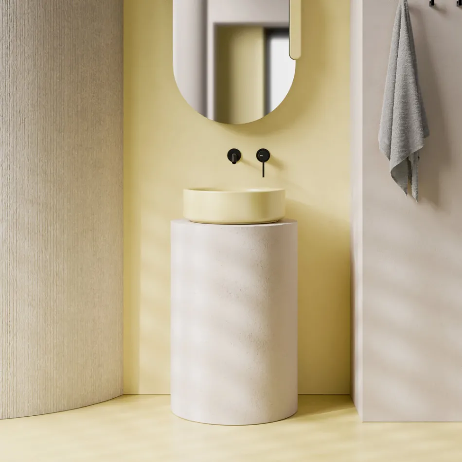 Aufsatzwaschbecken aus Keramik mit 42 cm Durchmesser, Made in Italy – Girl Viadurini