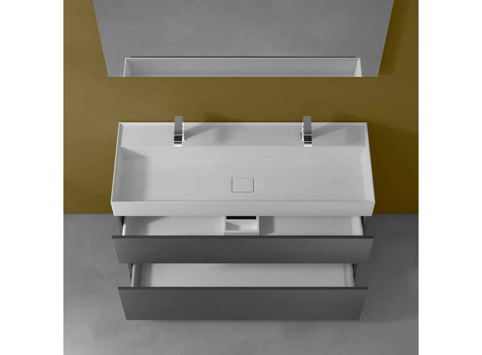 Doppelwaschbecken mit Bodenschrank Modernes Design in Laminat - Pompei Viadurini