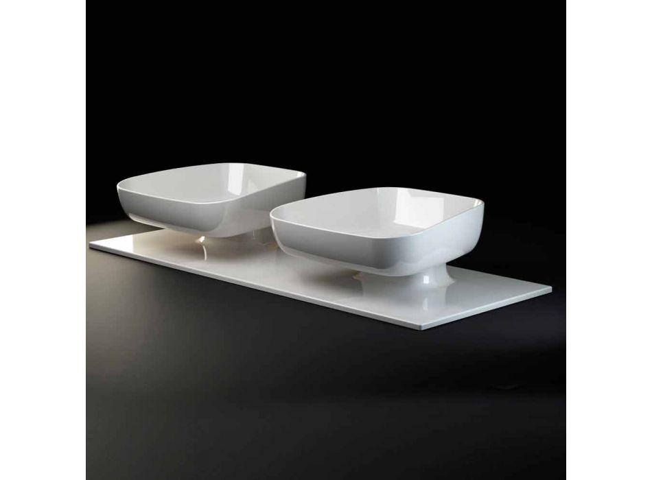 Modernes Doppelwaschbecken aus Keramik made in Italy, Reale Viadurini