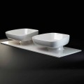 Doppelte moderne Aufsatzwaschbecken in Keramik made in Italy, Reale