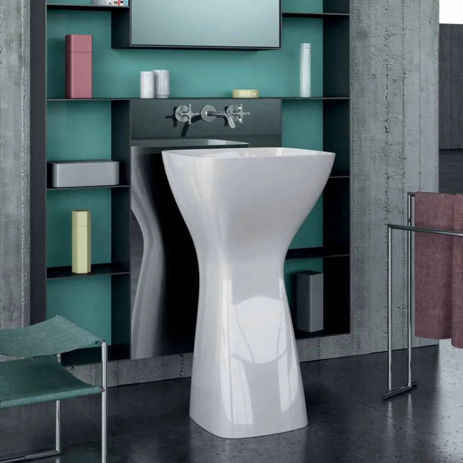Freistehendes modernes Keramikwaschbecken made in Italy, Firmino Viadurini