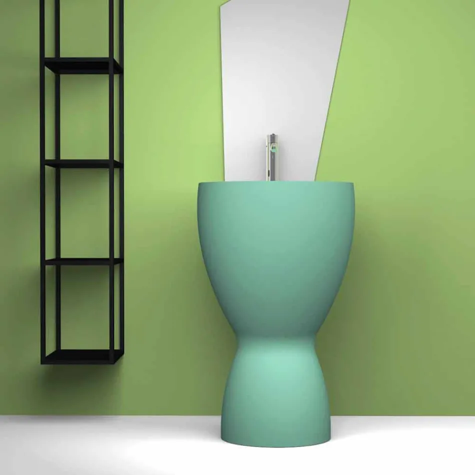 Modernes freistehendes Keramikwaschbecken made in Italy, Basile Viadurini