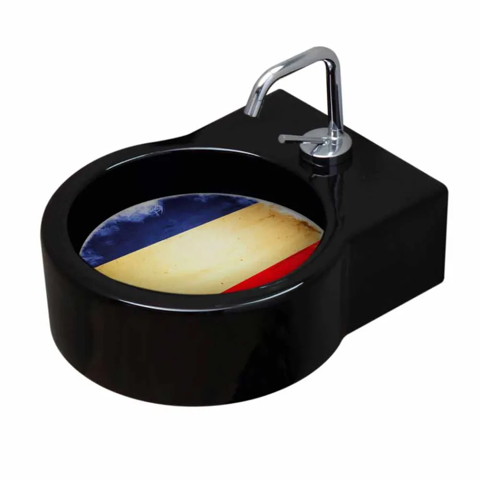 Aufsatz- / Aufsatzwaschbecken aus schwarzer Keramik made in Italy Tor Viadurini