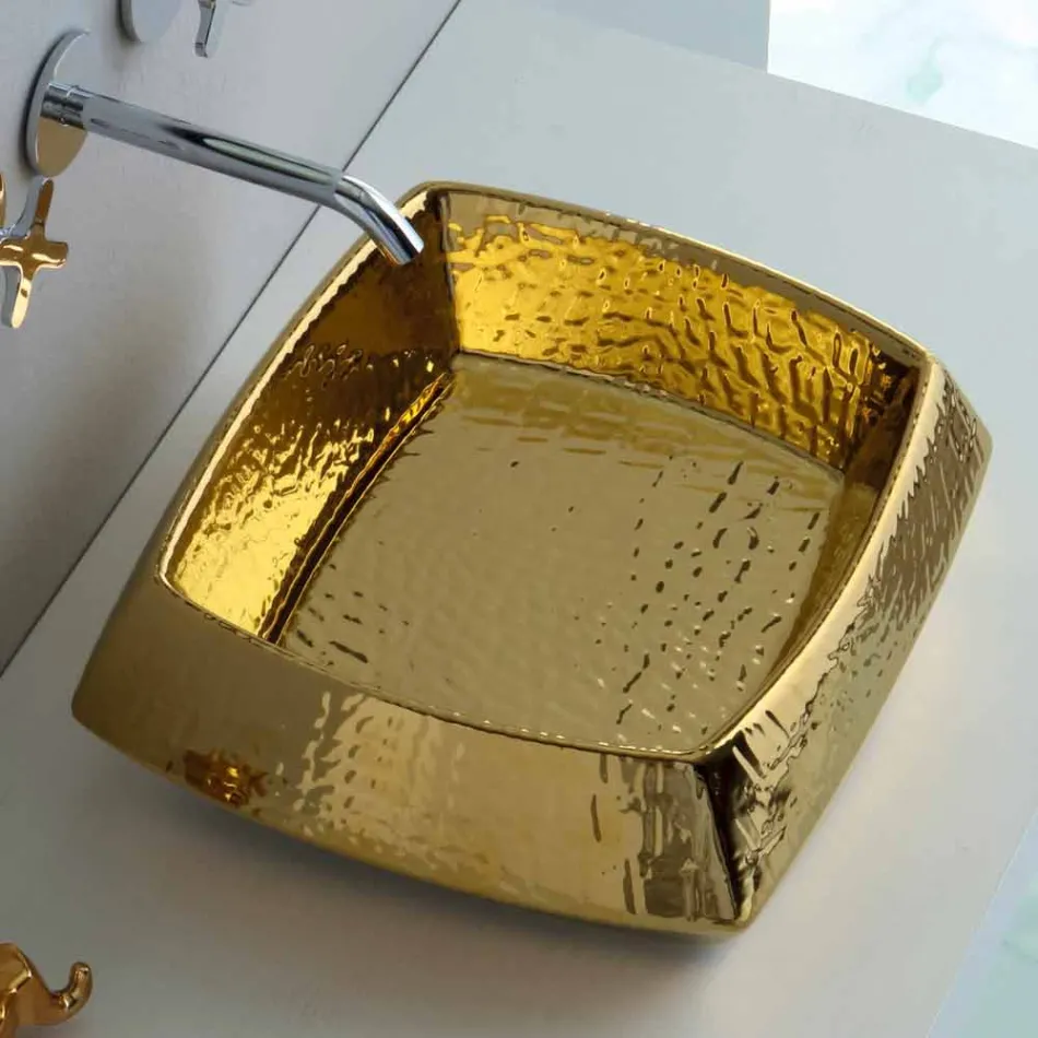 Gold modernes Keramik Aufsatzwaschbecken made in Italy Simon Viadurini