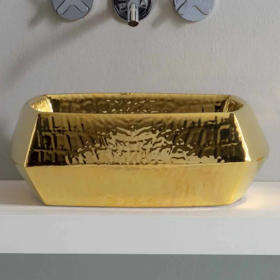 Gold modernes Keramik Aufsatzwaschbecken made in Italy Simon Viadurini