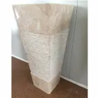 Waschbecken aus Naturstein mit Säule Robin, weißes Einzelstück Viadurini