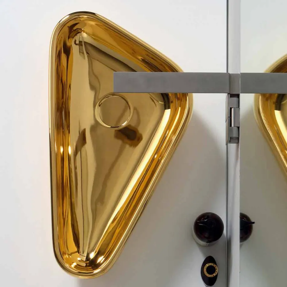 Modernes Aufsatzwaschbecken aus Goldkeramik in Italien Sofia Viadurini