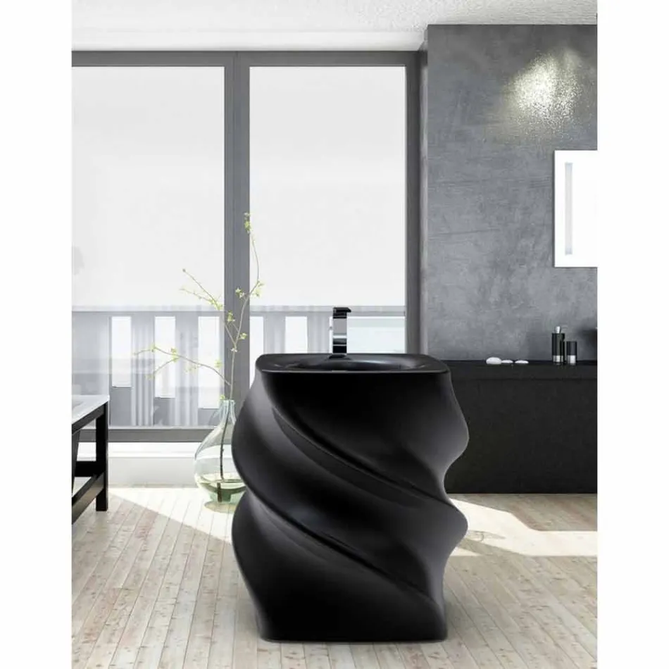 Schwarz freistehende Wanne Twist modernes Design made in Italy Viadurini