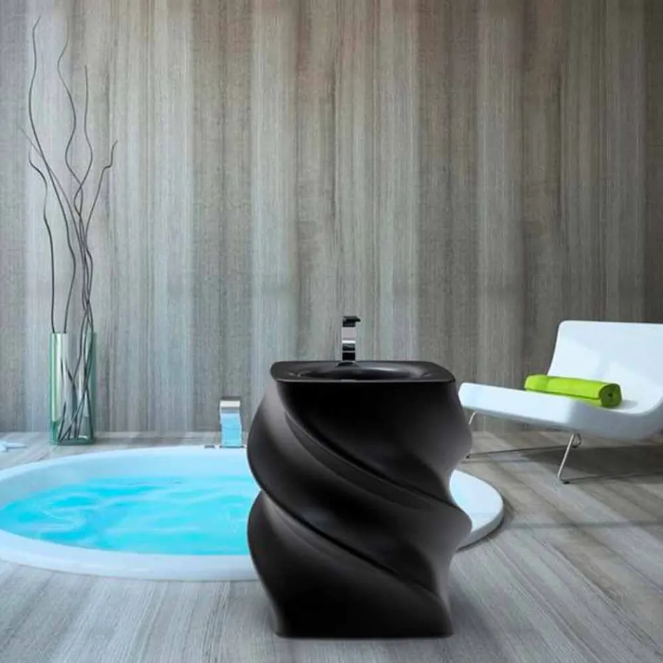 Schwarz freistehende Wanne Twist modernes Design made in Italy Viadurini