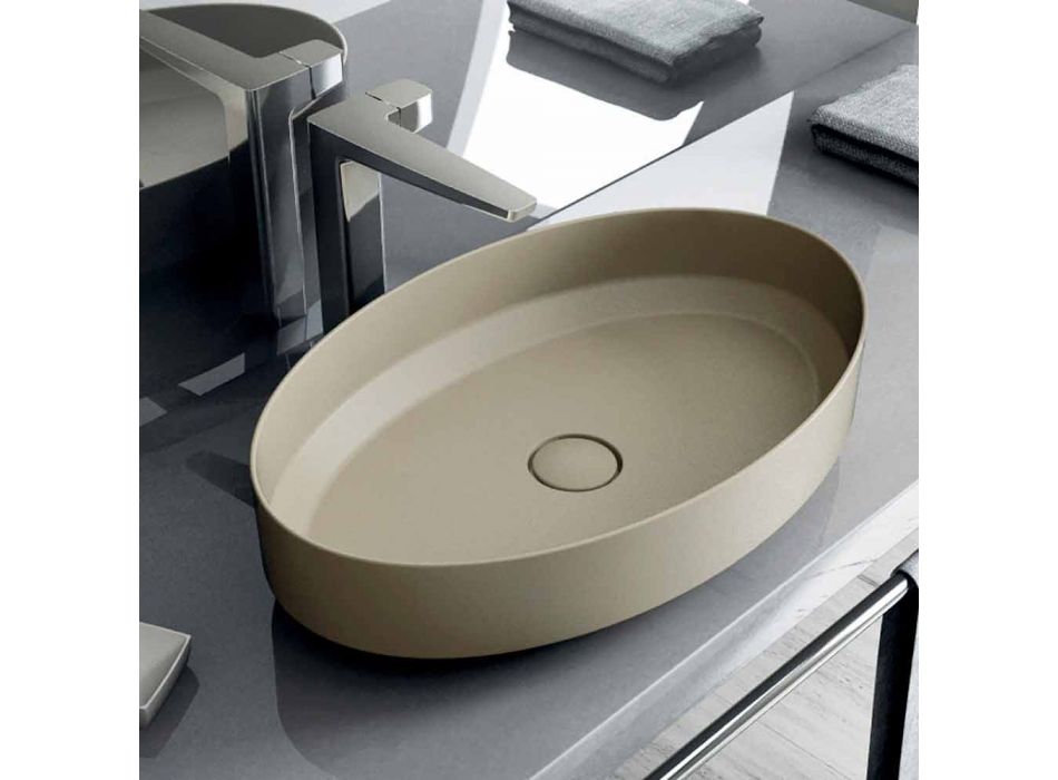 Ovales Aufsatzwaschbecken aus Keramik made in Italy, Yoel Viadurini