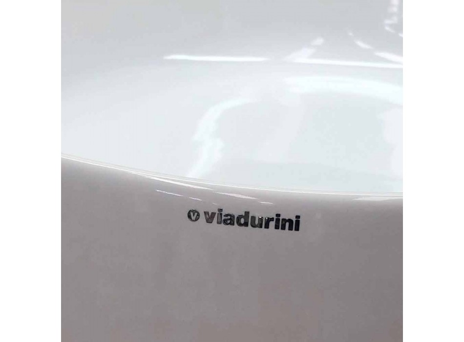 Ovale Arbeitsplatte Waschbecken L 60 cm in moderner Keramik Made in Italy - Cordino Viadurini