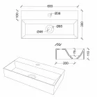 Moderner rechteckiger Aufsatz oder hängender Waschtisch 60x30 cm in Keramik - Akt Viadurini