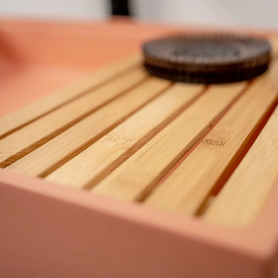 Rechteckiges Aufsatzwaschbecken aus Mali-Orange-Terrazzo – Azalee Viadurini