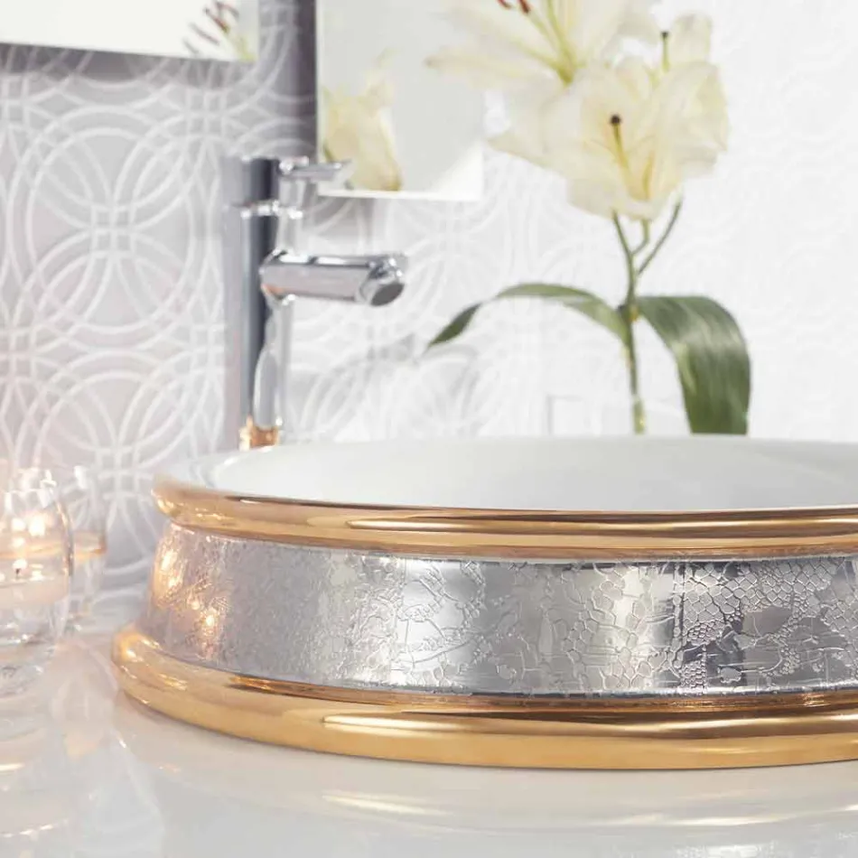 Design-Halbeinbauwaschbecken aus Schamott, handgefertigt in Italien, Manilo Viadurini