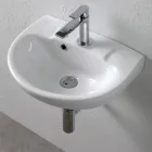 Wandhängendes, weißes Keramikwaschbecken mit elegantem, modernem Design – Silica Viadurini