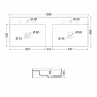 Modernes Design Wand-Waschbecken aus Keramik Sun 120x45 cm hergestellt in Italien Viadurini