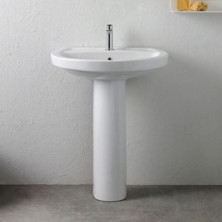 Weißes Keramik-Standwaschbecken mit elegantem, modernem Design – Silica Viadurini