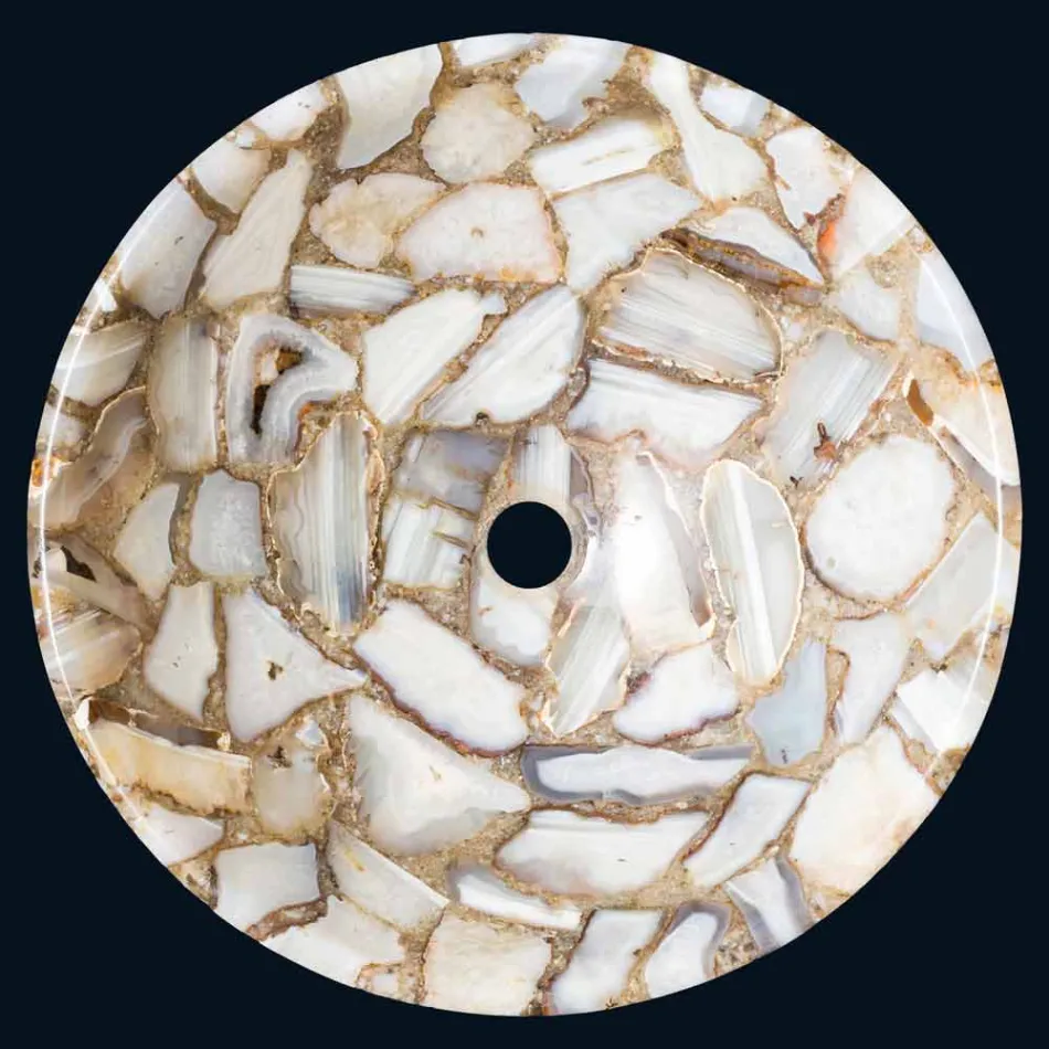 Mila Achat Stein runden Arbeitsplatte Waschbecken, einzigartiges Stück Viadurini