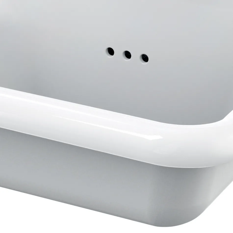 Wandmontiertes Vintage Doppelwaschbecken aus grauer Keramik - Jack Viadurini