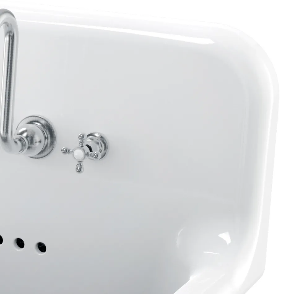 Wandmontiertes Vintage Doppelwaschbecken aus grauer Keramik - Jack Viadurini