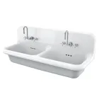 Wandmontiertes Vintage Doppelwaschbecken aus grauer Keramik - Jack Viadurini