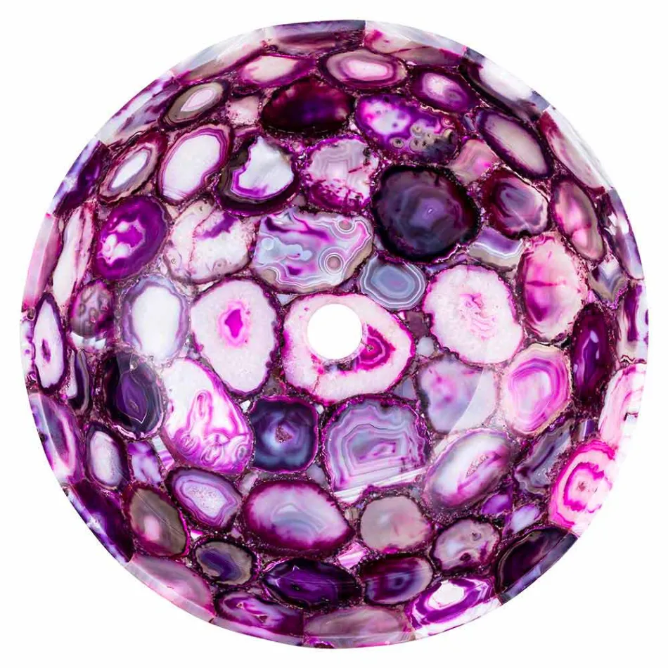 Rundes Achat-Stein-Countertop-Waschbecken - Büffel Viadurini