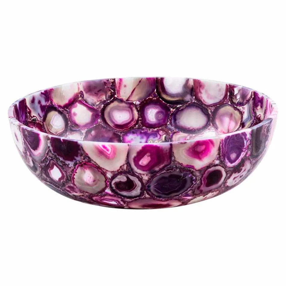 Rundes Achat-Stein-Countertop-Waschbecken - Büffel Viadurini