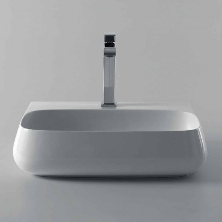 Freistehende oder an der Wand befestigte Keramikspüle L 55 cm, hergestellt in Italien, Gais Viadurini