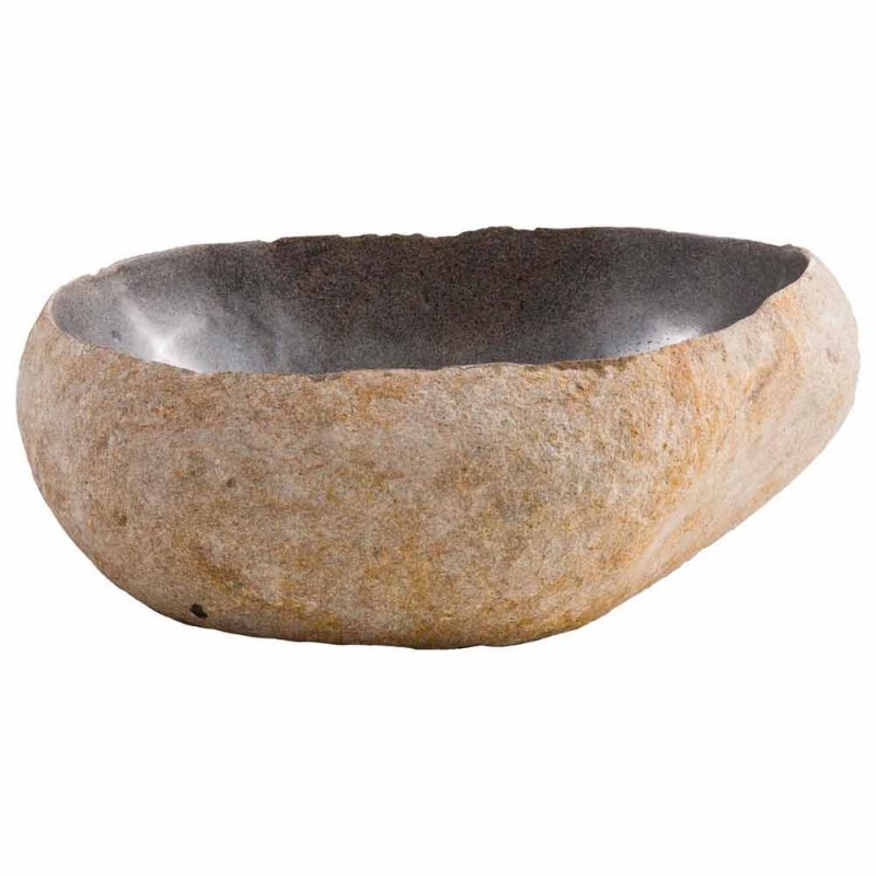 Modernes handgemachtes Aufsatzwaschbecken aus Flussstein, Burcei