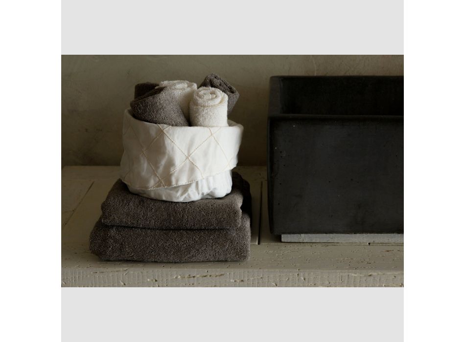 Badezimmerwaschlappen für Gäste aus Schwamm mit Rand aus Leinenmischung, 6 Stück – Kamm Viadurini