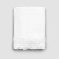 Weißes Leinenflachbetttuch mit Spitze für Doppelbett von hoher Qualität - Fiumana